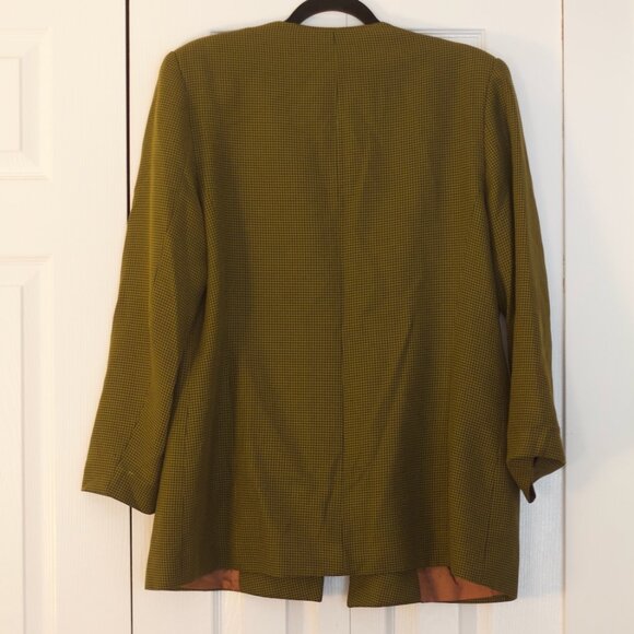 Vintage Linea Privata Chartreuse Houndstooth Blazer - Picture 2 of 4